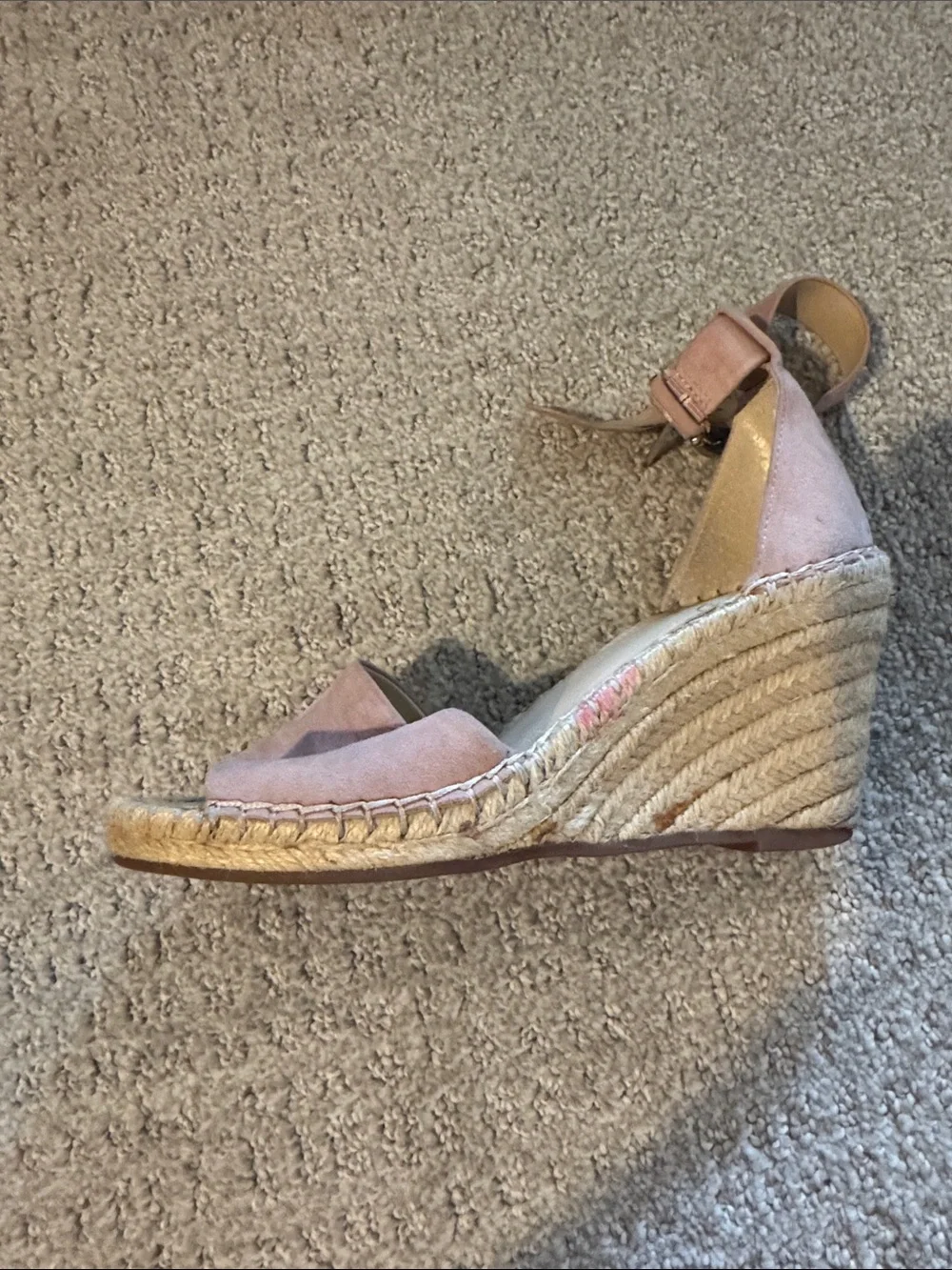 Vince Camuto Blush Suede Espadrille Wedge Sandals